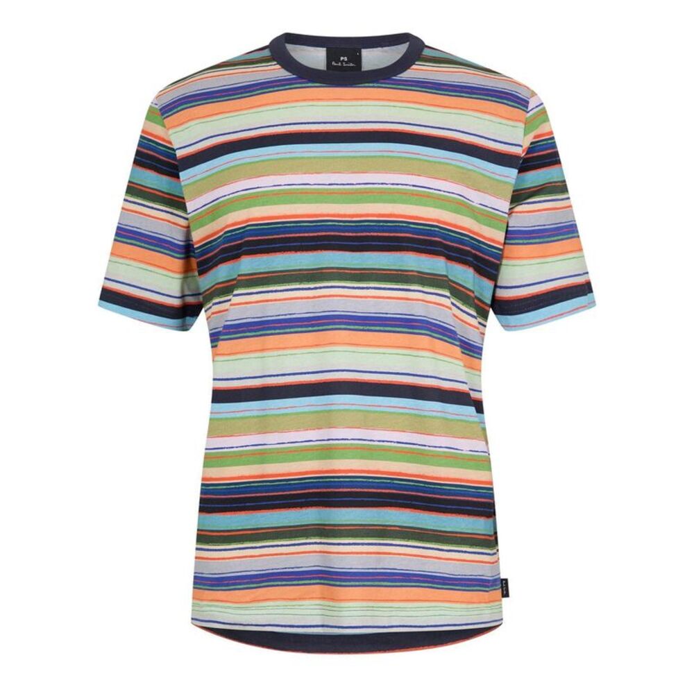 Paul Smith Mens Multi Stripe Cotton Regular T-Shirt / Multicolored